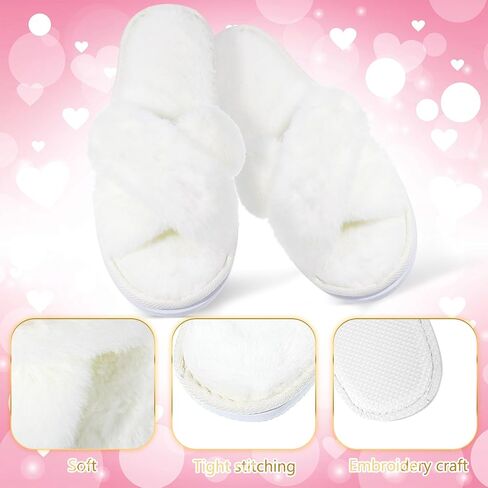 JenPen 7 Pairs Bridesmaids Slippers Women's Cross Band Fuzzy Bachelorette Party Slippers for Wedding Bridal Party in Kuwait