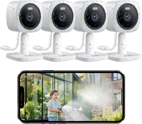 Hugolog Security Cameras Outdoor, Cameras for Home Security Indoor Camera, Color Night Vision, Spotlight, 2-Way Audio, US Cloud & Local Storage, White in Kuwait