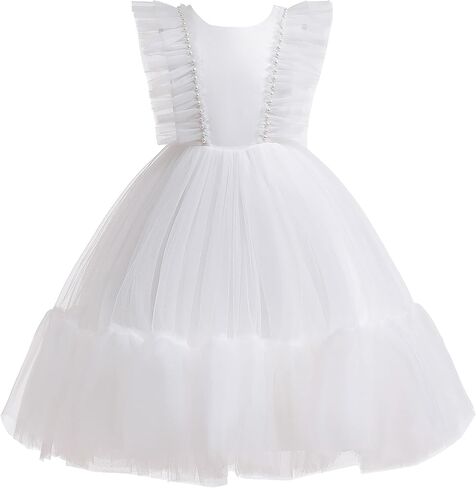 Weileenice Flower Girl Dress Ruffle Tulle Beads Toddler Wedding Pageant Ceremony Birthday Party Evening Tutu Dresses in Saudi Arabia
