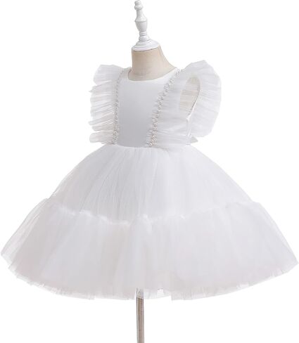 Weileenice Flower Girl Dress Ruffle Tulle Beads Toddler Wedding Pageant Ceremony Birthday Party Evening Tutu Dresses in Saudi Arabia