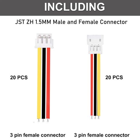 JST ZH 1.5mm 4 Pin Connector,20 PCS Male Plug and 20 PCS Female Socket, Micro Wire Connectors with 200mm Extension Cable AWG 26 in Saudi Arabia