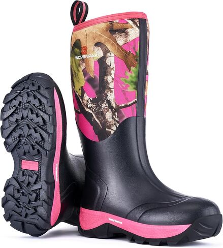 WOVENPAK Hunting Rubber Boots for Women, Waterproof Outdoor Rain Boots, Neoprene Insulated Boots for Gardening, Farming, Size 6-11 in Kuwait