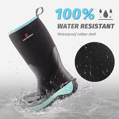 WOVENPAK Hunting Rubber Boots for Women, Waterproof Outdoor Rain Boots, Neoprene Insulated Boots for Gardening, Farming, Size 6-11 in Kuwait