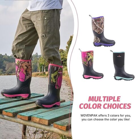 WOVENPAK Hunting Rubber Boots for Women, Waterproof Outdoor Rain Boots, Neoprene Insulated Boots for Gardening, Farming, Size 6-11 in Kuwait