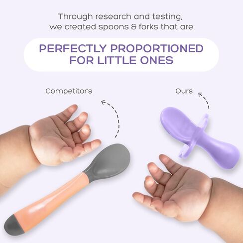 Grabease Portion Control Plate - Silicone Suction Plates for Baby-Led Weaning and Toddler Meals - Suction Bottoms 4 Piece Set, BPA and Phthalates-Free, Lavender in Kuwait