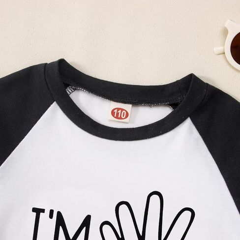 Toddler Boy Girl Birthday Outfit Long Sleeve Shirt Long Pant Set Letter Printed Tops Plaid Pant Fall Winter Clothes in Kuwait