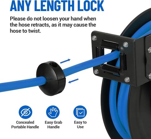 Retractable Air Hose Reel,3/8" x 25ft Air Compressor Hose Reel With Dual Arm,Hybrid Hose Heavy Duty Retractable Air Hose Included Auto Rewind Reel,300PSI in Saudi Arabia