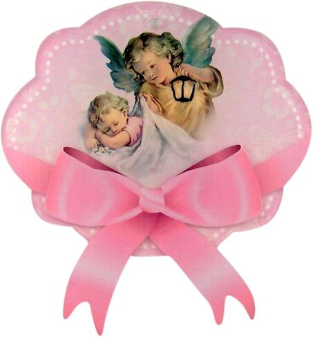Guardian Angel with Lantern Pink Acrylic Crib Medal Baby Gift Set, 5 Inch in Saudi Arabia