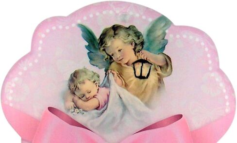 Guardian Angel with Lantern Pink Acrylic Crib Medal Baby Gift Set, 5 Inch in Saudi Arabia