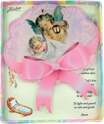 Guardian Angel with Lantern Pink Acrylic Crib Medal Baby Gift Set, 5 Inch in Saudi Arabia