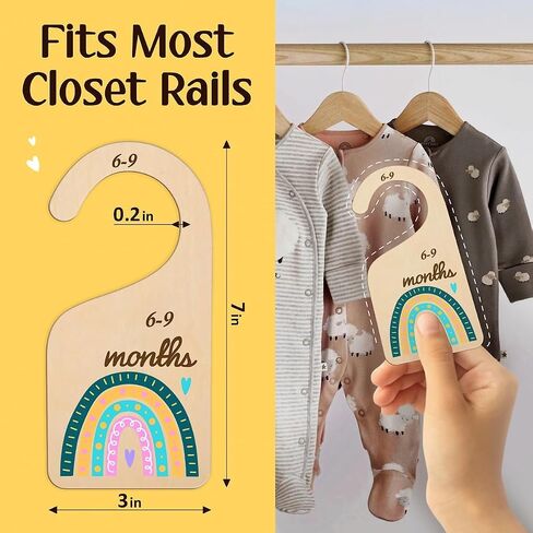 Baby Closet Dividers - Baby Clothes Organizer from Newborn to 24 Months - Set of 7 Rainbow Designed Wooden Closet Dividers in Saudi Arabia