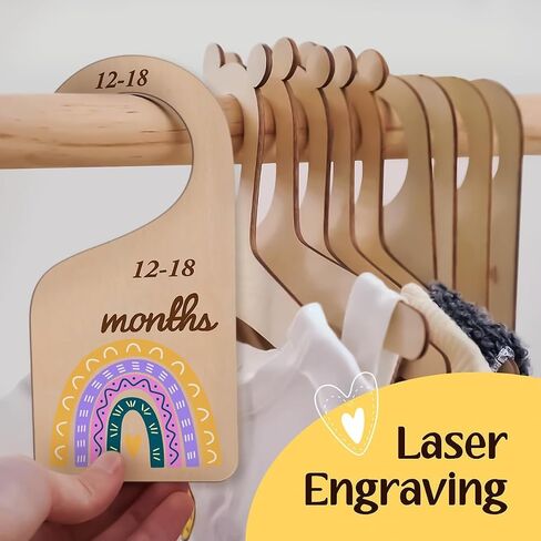 Baby Closet Dividers - Baby Clothes Organizer from Newborn to 24 Months - Set of 7 Rainbow Designed Wooden Closet Dividers in Saudi Arabia