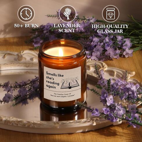 Funny Reading Gifts for Book Lovers, Bookish Gift for Readers - Women Christmas, Birthday Gifts for Librarian or Writers - Lavender Candle in Saudi Arabia