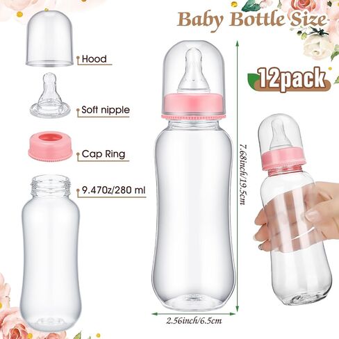 TrelaCo Cool Baby Shower Games Wooden Bottle Chug Sign Rustic Theme Baby Gift Sets and 12 Pcs Baby Bottle Shower Favor Baby Bottles for Rustic Kraft Baby Shower Games Gender Reveal (Rustic Kraft) in Kuwait