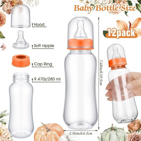 TrelaCo Cool Baby Shower Games Wooden Bottle Chug Sign Rustic Theme Baby Gift Sets and 12 Pcs Baby Bottle Shower Favor Baby Bottles for Rustic Kraft Baby Shower Games Gender Reveal (Rustic Kraft) in Kuwait