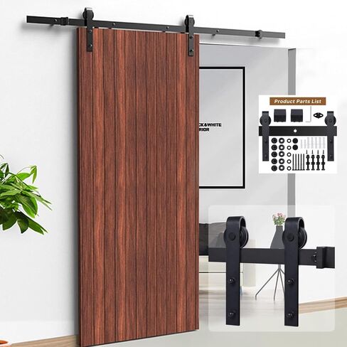 YSSOA 6ft, Fit 40" Wide Door Panel (I Shape Hanger) Sliding Barn Roller Hardware Kit,Smoothly and Quietly, Easy to Install, 6 ft, Black in Saudi Arabia