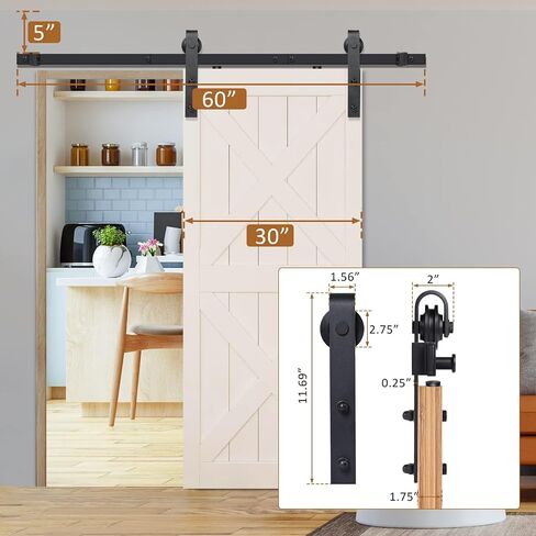 YSSOA 6ft, Fit 40" Wide Door Panel (I Shape Hanger) Sliding Barn Roller Hardware Kit,Smoothly and Quietly, Easy to Install, 6 ft, Black in Saudi Arabia