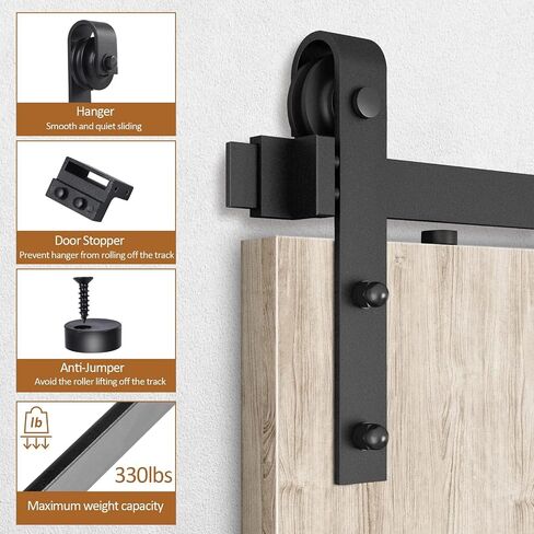 YSSOA 6ft, Fit 40" Wide Door Panel (I Shape Hanger) Sliding Barn Roller Hardware Kit,Smoothly and Quietly, Easy to Install, 6 ft, Black in Saudi Arabia