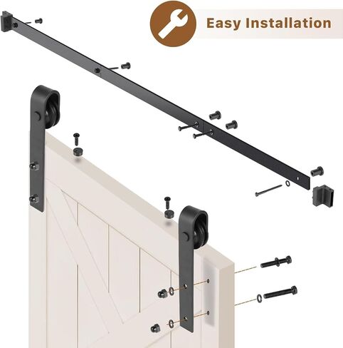 YSSOA 6ft, Fit 40" Wide Door Panel (I Shape Hanger) Sliding Barn Roller Hardware Kit,Smoothly and Quietly, Easy to Install, 6 ft, Black in Saudi Arabia
