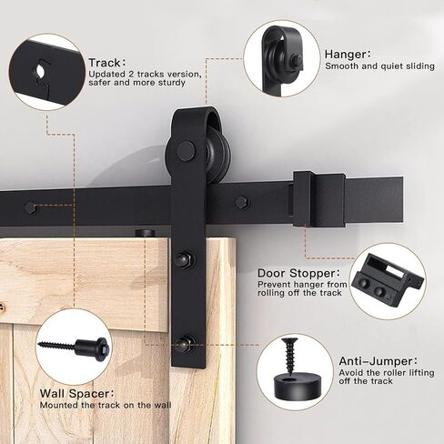YSSOA 6ft, Fit 40" Wide Door Panel (I Shape Hanger) Sliding Barn Roller Hardware Kit,Smoothly and Quietly, Easy to Install, 6 ft, Black in Saudi Arabia