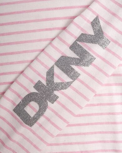 DKNY Girls' Vest Set - 3 Piece Button Down Quilted Puffer Vest Long Sleeve Shirt and Flare Leggings Set (Sizes: 2T-6X) in Kuwait