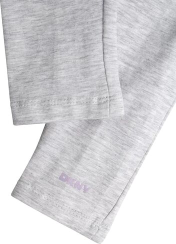 DKNY Girls' Vest Set - 3 Piece Button Down Quilted Puffer Vest Long Sleeve Shirt and Flare Leggings Set (Sizes: 2T-6X) in Saudi Arabia