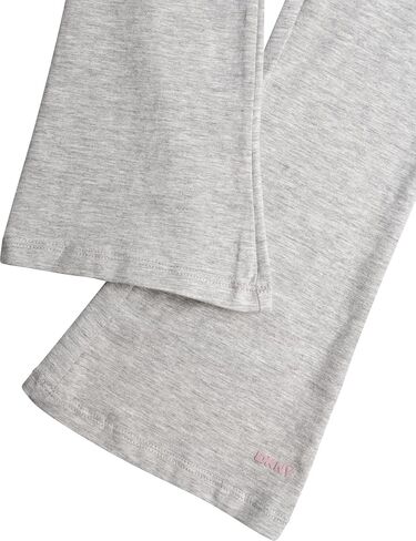 DKNY Girls' Vest Set - 3 Piece Button Down Quilted Puffer Vest Long Sleeve Shirt and Flare Leggings Set (Sizes: 2T-6X) in Kuwait