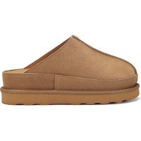 Women's Suede Clogs Leather Mules Platform Slippers for Women Comfort Slipper ThickBrown