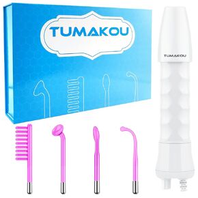 High Frequency Facial Wand - TUMAKOU Violet Portable Handheld High Frequency Facial Skin Machine Device for Face - with 4 Purple Tubes