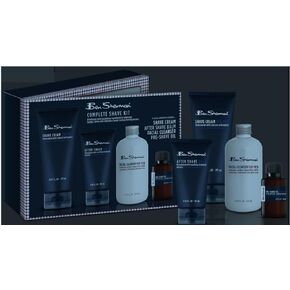 Ben Sherman BE3008 4-Piece Complete Shave Set for Men; Includes Shave Cream, Pre-Shave Oil, After Shave Balm, and Facial Cleanser; Helps Eliminate Stress.