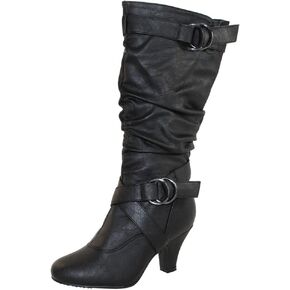 TOP Moda Auto-2 Low Heel Round Toe Mid Knee High Calf Dress Boot