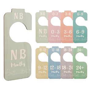 8pcs Baby Clothes Dividers, 8 Colors Baby Wardrobe Dividers Wooden Double-Sided Closet Dividers Wood Baby Clothing Size Organizer Dividers Nursery Hanger Dividers from Newborn to 24 Months Toddler