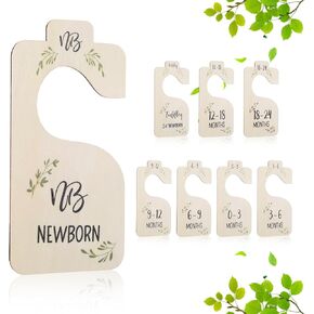 Gintree 8 Pcs Baby Closet Dividers for Clothes Organizer, Wooden Double-Sided Baby Clothes Size Hanger Organizer Baby Closet Organizer from Newborn to 24 Months for Adorable Nursery Decor