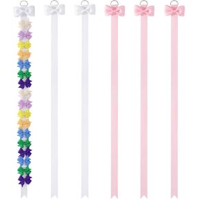 YLEN YHXX 8 PCS White Bow Holder for Girls Hair Bows Baby Bow Organizer Baby Hair Accessories Organizer Storage Wall Hanging Home Decor for Girls Room