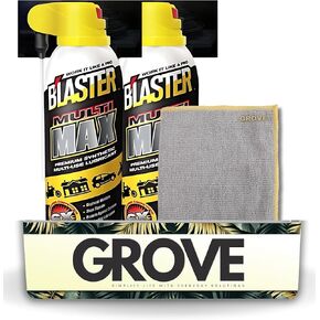 Blaster Multi-Max Lubricant Spray 10 oz Bundle with Microfiber Cloth - Protects Against Corrosion - Stops Squeaks for Hinges, Chains, Lawn Equipment, and Garage Doors - (3 Items)