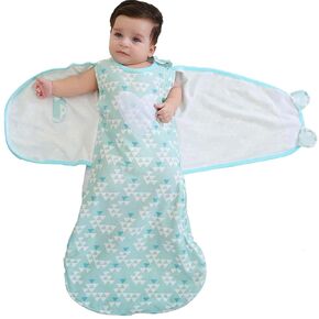 Swaddle for 6-12 Months Baby Babies Adjustable Swaddles Sack Cotton Sleeping Bag for Baby Boys and Girls 6-12 Months (Green)