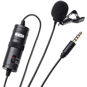 Boya BYM1 by Shotgun Video Microphone by-M1 Ultimate 3.5mm Lapel Mic Clip-On Video Recording Omnidirectional Condenser for iPhone Android Smartphone Mac Tablet DSLR Camcorder, Black