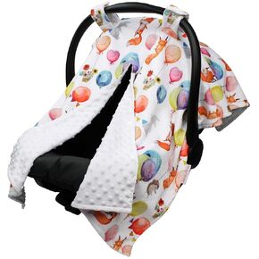 Top Tots Deluxe Minky Baby Car Seat Cover - Airplanes and Clouds, 40 x 29 Inch Grey