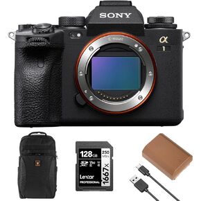 Sony Alpha 1 Full Frame Mirrorless Digital Camera Bundle with Backpack, 128GB SD Card, Extra Battery