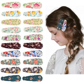 20 Pcs Girl Hair Clips Floral Print Toddler Hair Clips Non Slip Wrapped Snap Hairpins for Kids Barrettes Hair Accessories for Baby Toddler Girls in Pairs (20PCS-3)