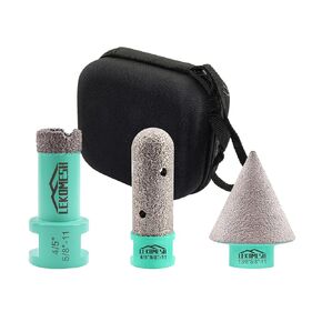 Diamond Core Drill Bits Tile Hole Saw Diamond Chamfer Bit 5/8"-11 Thread for Porcelain Tile Ceramic Marble Brick Concrete (20mm Drill Bits, 35mm Diamond Chamfer Bit, 20mm Diamond Finger Bits)