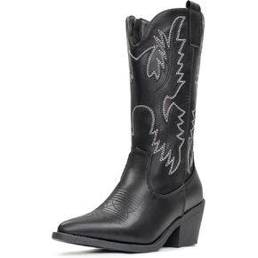 IUV أحذية رعاة البقر للنساء الأحذية الغربية أحذية راعية البقر سحب على اصبع القدم مدبب أحذية منتصف الساق in Kuwait