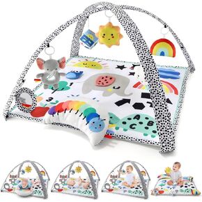 The Peanutshell Unisex Baby Play Gym & 7-in-1 Play Mat - Playmat Baby Toys 0-6, 6-12 Months Tummy Time Mat with Hanging Toys, Soft Padded Mat for Newborns, Infants - Montessori Elephant