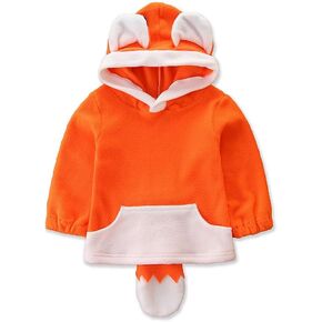 Unisex Baby Boys Girls Fox Hooded Sweatshirt Toddler Hoodies Pullover Tops with Pockets Warm Winter Clothes