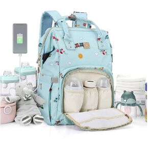 Diaper Bags Backpack Baby Bag for Mom Dad Baby Girls Boy, Cute Mult Diaper Nappy Bag Travel Back Pack, Water Repellent Maternity Changing Bag Baby Stuff with USB Charging Port Black
