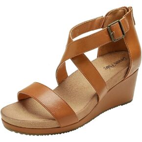 DREAM PAIRS Women's Wedge Platform Summer Sandals | Comfortable 2.4-inch wedge heels with soft faux suede footbed and adjustable strap for daily wear, or wedding dress shoes in Kuwait