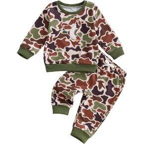 Toddler Boys Fall Outfits Wild Duck Embroidery Long Sleeve Sweatshirts and Long Pants 2Pcs Clothes Set
