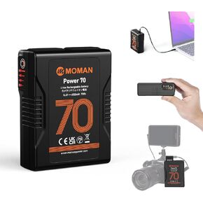 Moman V Mount Battery, Power 210 V-Lock Battery 210wh/14600mAh with D-Tap&65W USB-C Outputs Compatible with Aputure 300D ii & 300X Video Light, V-Mount-Battery-Dtap-USB