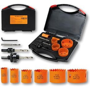 Hole Saw Kit for Metal and Wood Plastic Project, Hole Saw Set with Case, 7/8 in to 2-1/2 in, Bi-Metal Hole Cutter with Flat and Smooth Cutting Drilling Edge, Fast Chip Removal