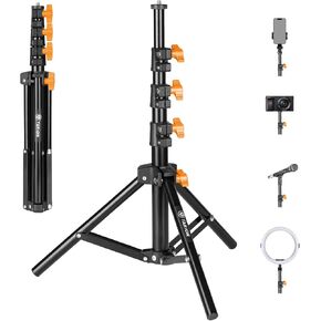 TARION Light Stand for Phone Cameras - 51" Photography Lighting Tripod Stand Mobile Phone Stand Stick Lightweight Foldable Travel Tripod Stand for Recording Vlogging Videography Filming TLS-01